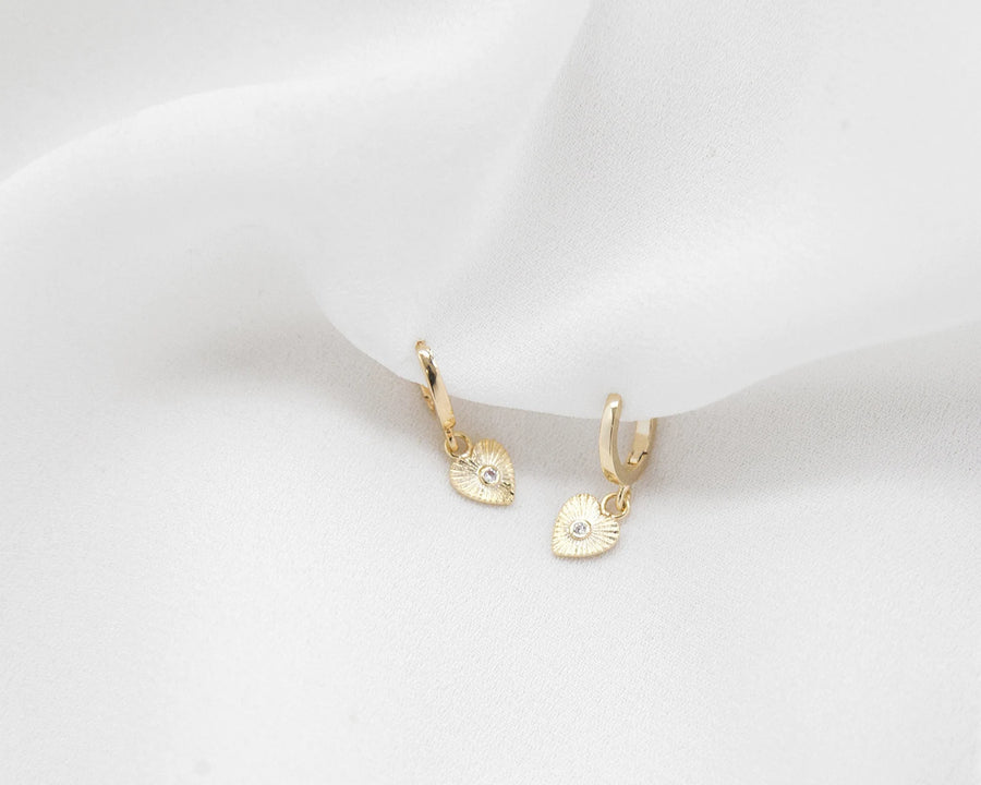 Tiny Heart Huggie hoop Earrings Gold