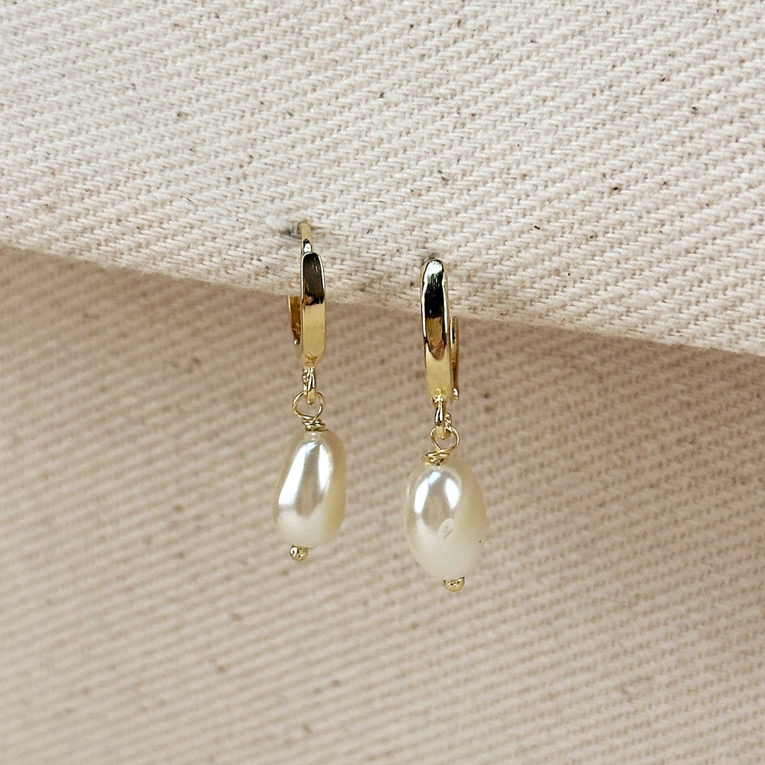 Drop Baroque Pearl Huggie Earrings